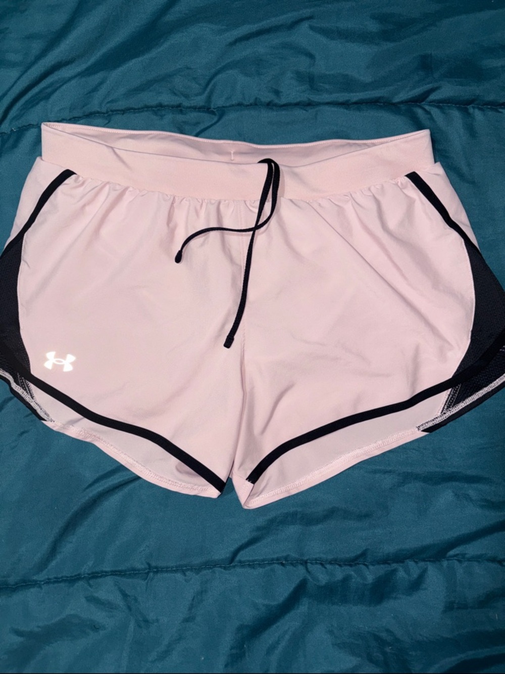 Under Armour Light Pink Women's Athletic Running Shorts with Black Trim - L